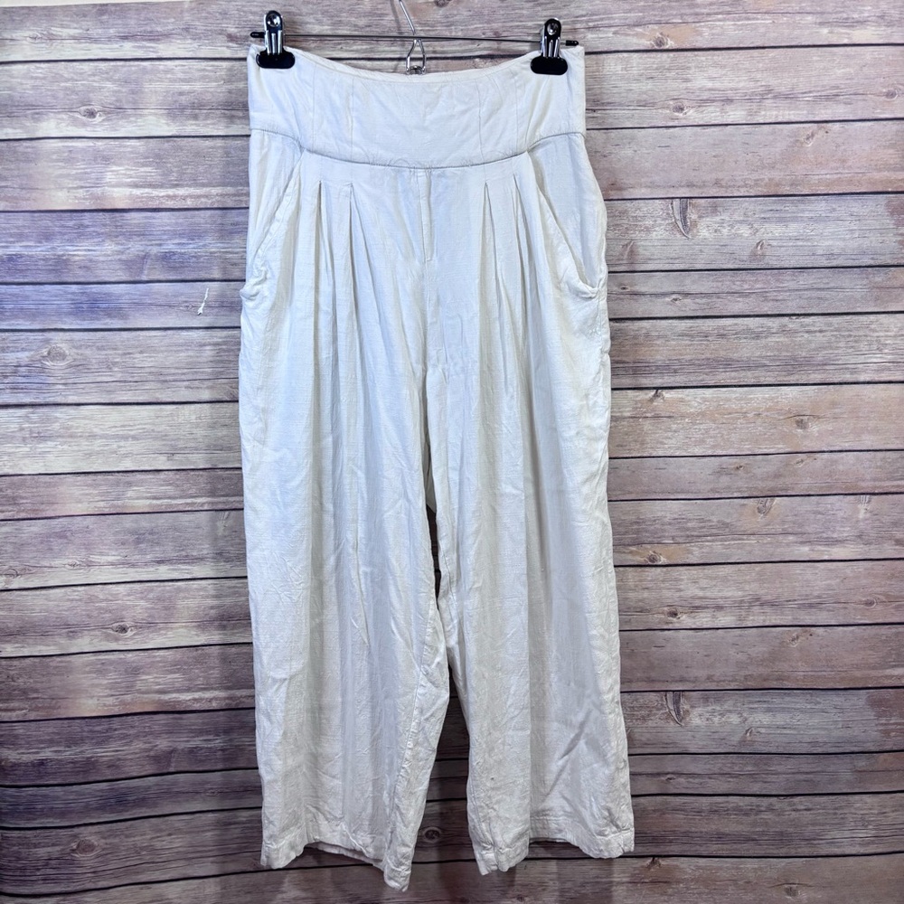 Free People Wide Leg Ivory Crop Pants Size 2